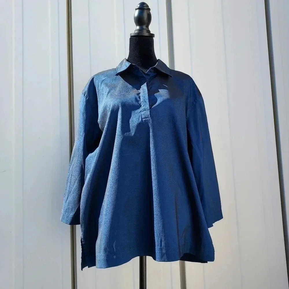 Pierre Cardin Options XLarge Blue Womens Blouse